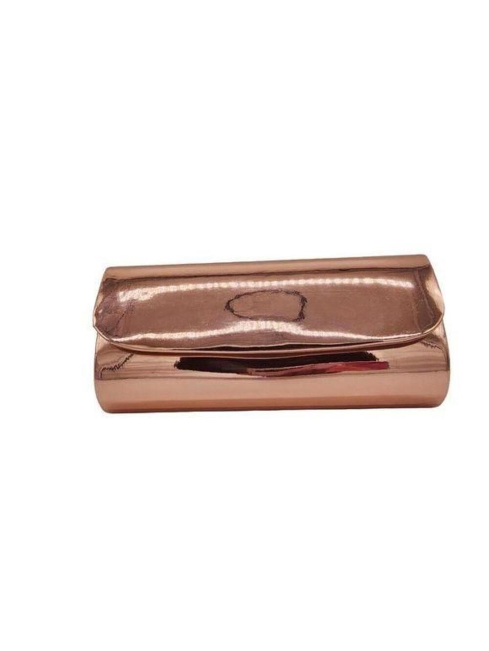 Beautiful Shiny Clutch Bags With Detachable Straps For All Occasions, Rose Gold